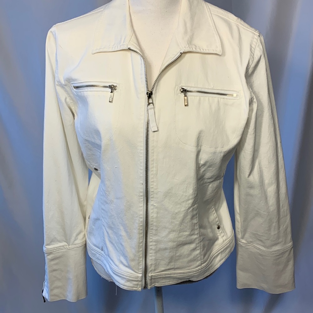 CAbi Cream Zip-Front Utility Jacket